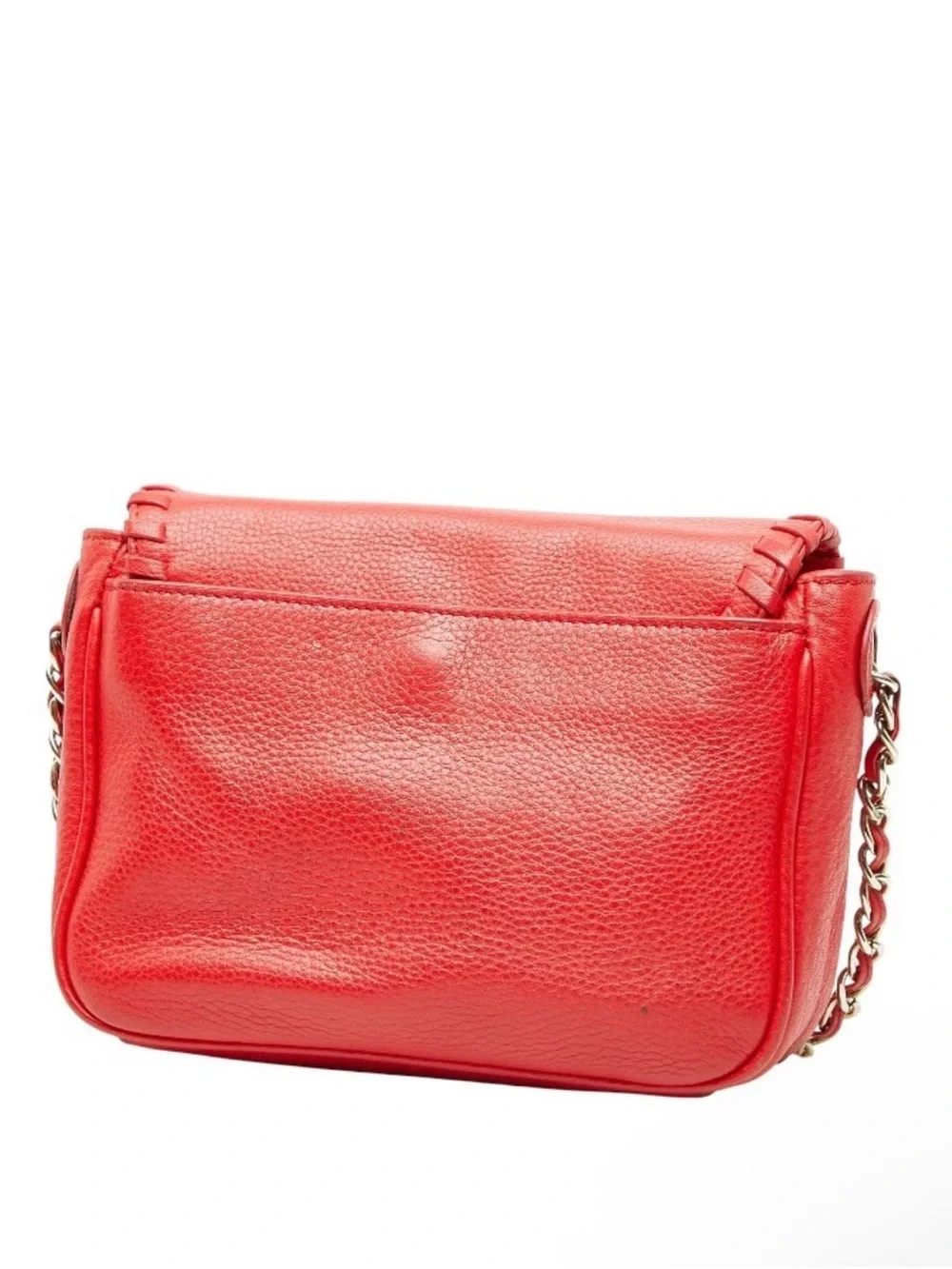 Tory Burch Red Pebbled Leather Whipstitch Crossbody